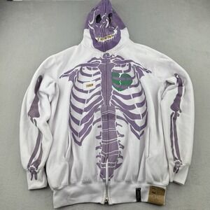 LRG Lifted Research Group Kanye West Skeleton Dead Serious Hoodie Mens 3XL White